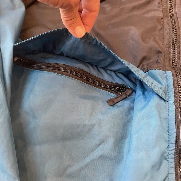 Vintage Brooks Windbreaker Size Large Hooded Exploration Gear Teal Blue Full ZIp - Picture 7 of 10